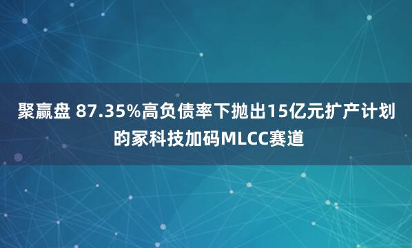 聚赢盘 87.35%高负债率下抛出15亿元扩产计划 昀冢科技加码MLCC赛道